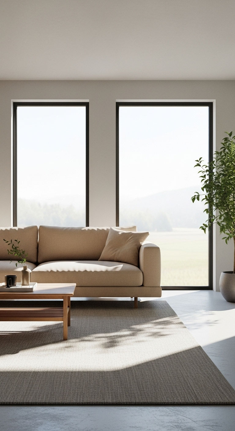 27 Sand Sofa Living Room Ideas for Soft Neutral Spaces 10 9. Sunlit Minimal Comfort