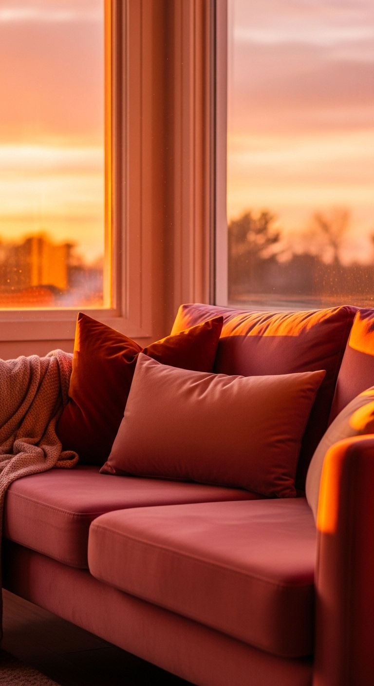 25. Sunset Glow Pink Living Room