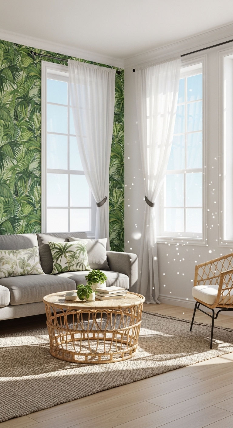 21 Green Living Room Grey Sofa Ideas for a Modern Natural Look 9 9. Tropical Modern Escape