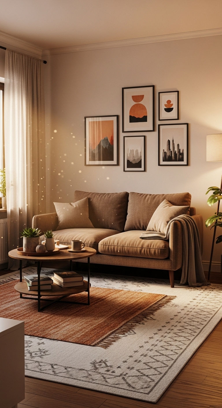 19 Brown Sofa Living Room Ideas for a Warm and Classic Feel 14 14. Urban Cozy Corner