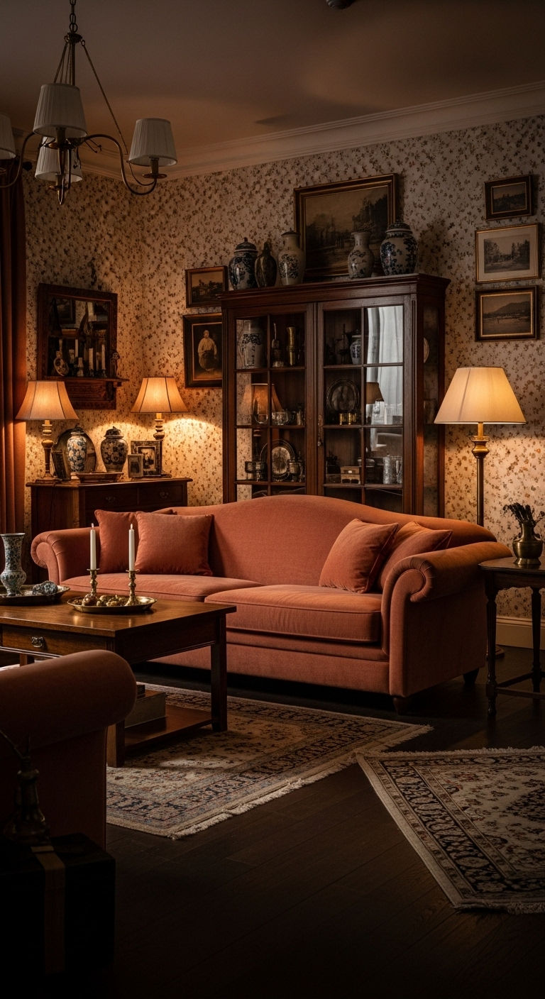 22 Terracotta Sofa Living Room Ideas for Warm Earthy Vibes 8 7. Vintage Earth Charm