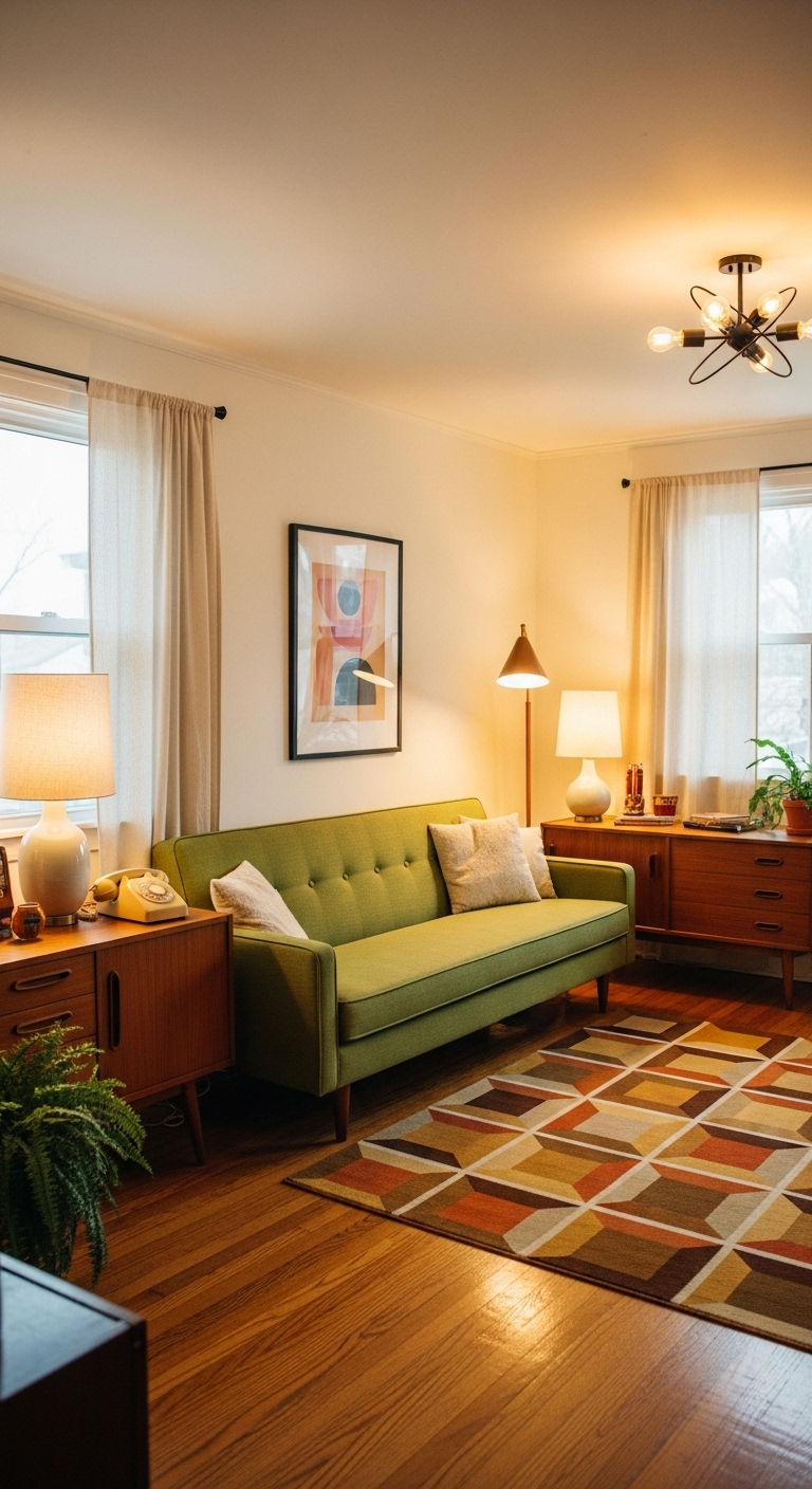 23 Green Living Room Sofa Ideas for a Fresh, Nature-Inspired Look 8 7. Vintage Green Charm