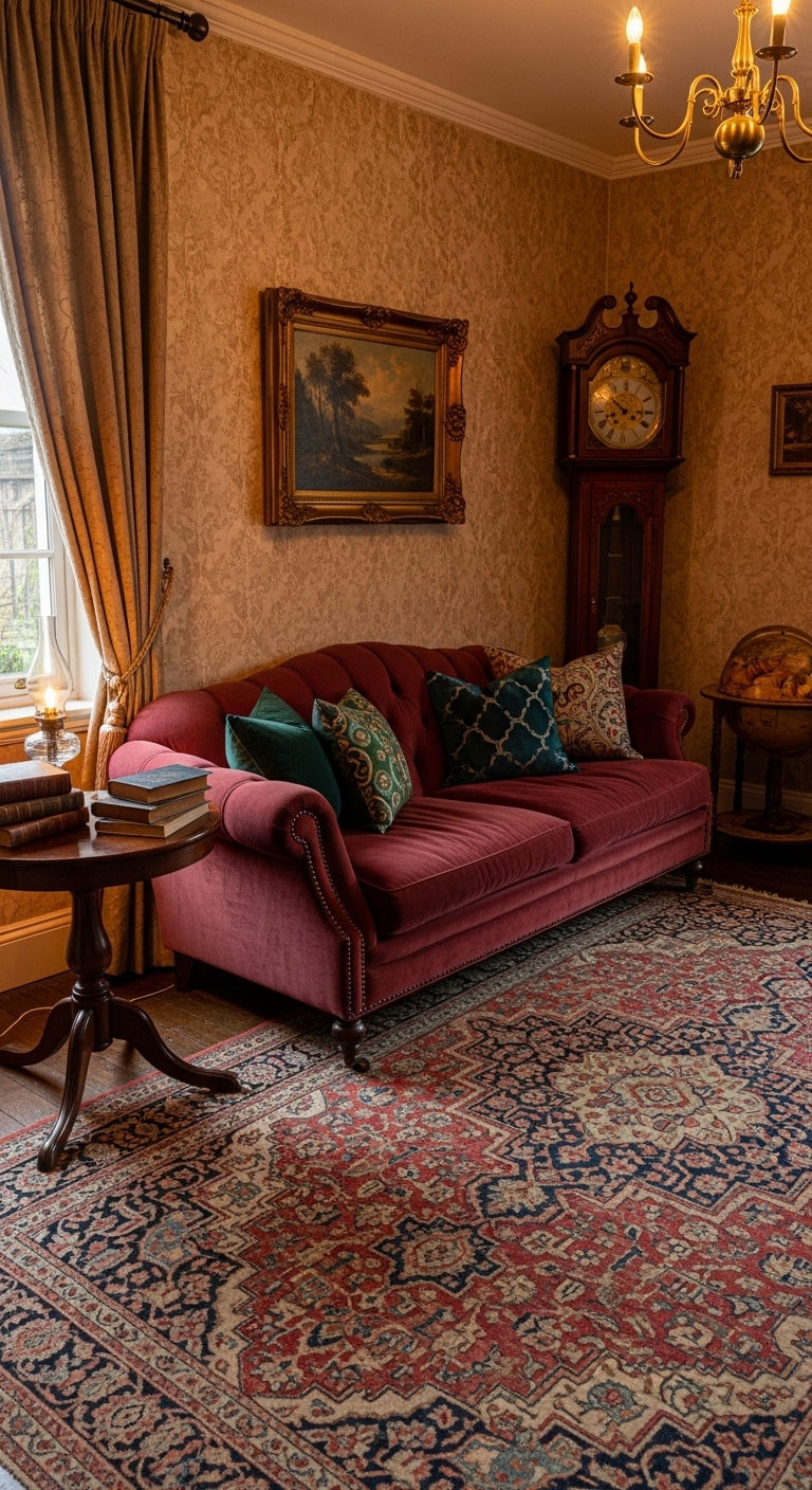 26 Wine Sofa Living Room Ideas for a Rich, Dramatic Style 18 19. Vintage Wine Charm