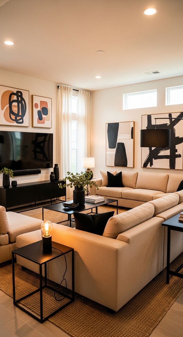 27 Sand Sofa Living Room Ideas for Soft Neutral Spaces 11 10. Warm Contemporary Chic