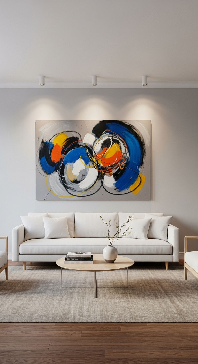 10. White Sofa with Statement Art