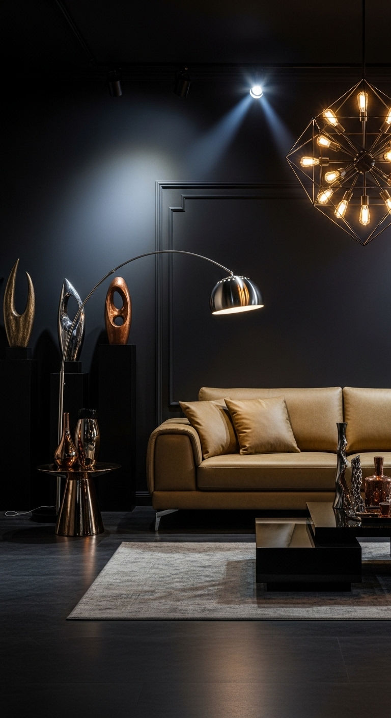 24 Green Leather Sofa Living Room Ideas for a Unique Pop of Color 17 17. Bold Contrast Drama