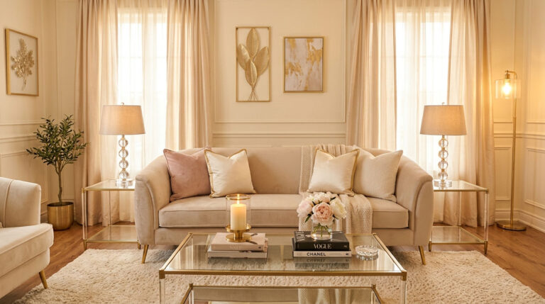11 Champagne Sofa Living Room Ideas for a Soft, Glamorous Look