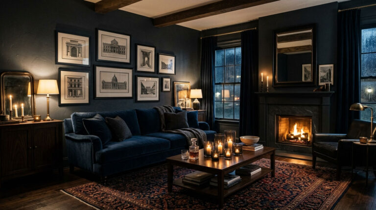 11 Midnight Blue Sofa Living Room Ideas for a Dramatic, Moody Space