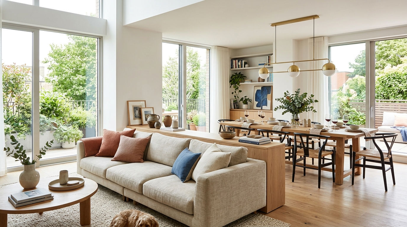 12 Dining Table Behind the Sofa Living Room Ideas for Open Floor Plans 1 12 Dining Table Behind the Sofa Living Room Ideas for Open Floor Plans