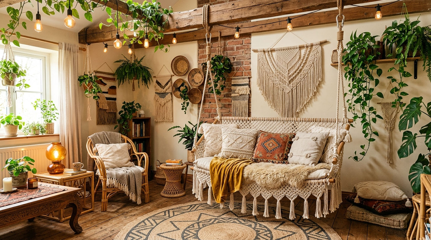 12 Hanging Sofa Living Room Ideas for a Playful Boho Inspired Aesthetic