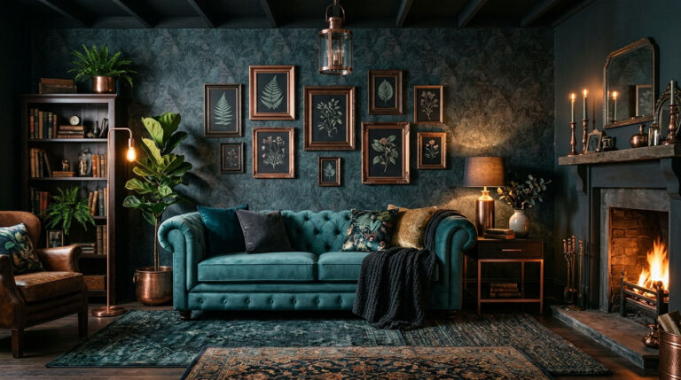 13 Petrol Sofa Living Room Ideas for a Mysterious, Deep Blue-Green Look