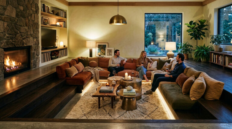 14 Pit Sofa Living Room Ideas for a Sunken, Conversation-Ready Setup