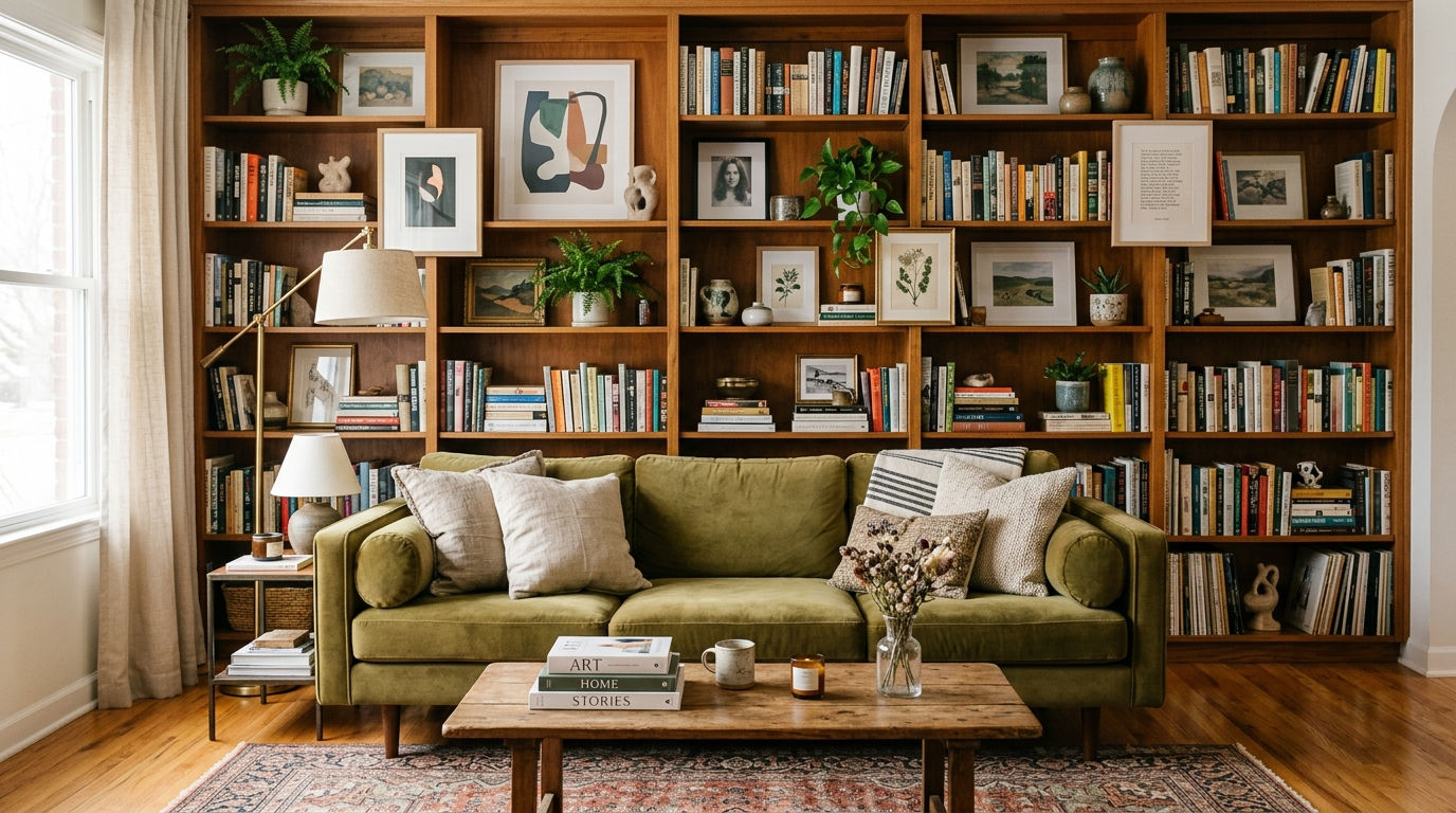 14 Shelves Behind the Sofa Living Room Ideas for a Stylish Feature Wall