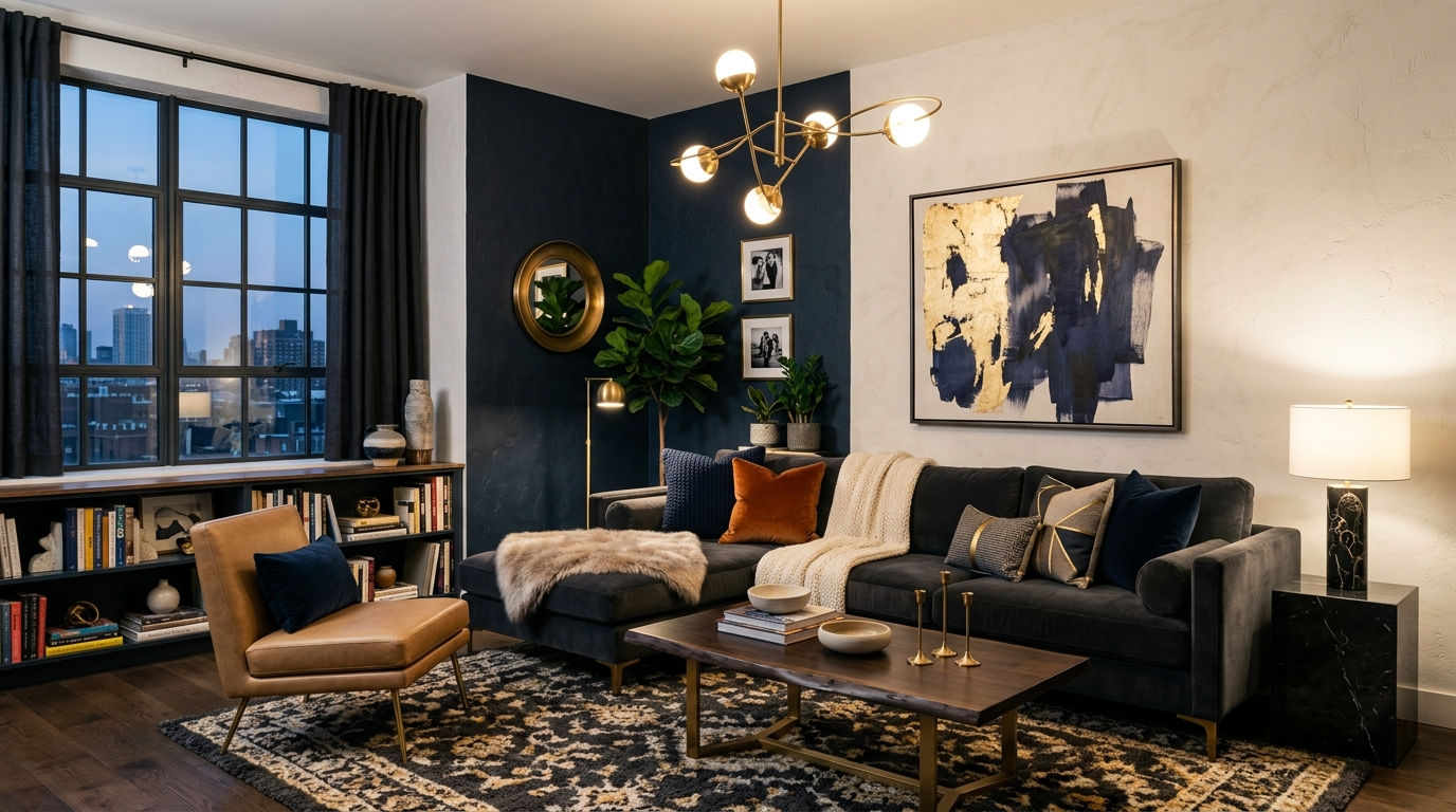 17 Dark Sofa Living Room Color Schemes That Work Brilliantly
