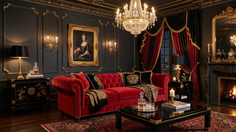 21 Red Velvet Sofa Living Room Ideas for a Glam Statement 4 21 Red Velvet Sofa Living Room Ideas for a Glam Statement