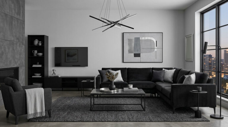 21 Sleek Black and Grey Sofa Living Room Ideas