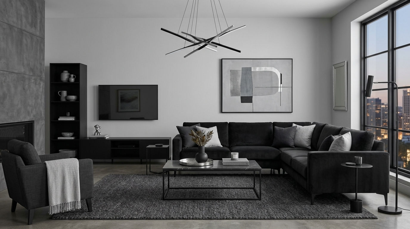 21 Sleek Black and Grey Sofa Living Room Ideas