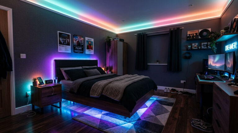 How to Hang LED Strip Lights in a Bedroom Without Damaging Walls 7 How to Hang LED Strip Lights in a Bedroom Without Damaging Walls