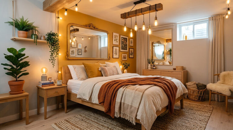 How to Make a Dark Basement Bedroom Feel Warm and Cozy