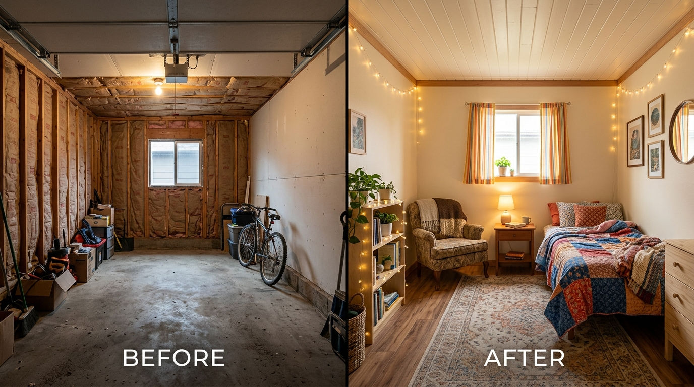 How to Turn a Garage Into a Legal Bedroom on a Budget (Complete Guide) 1 How to Turn a Garage Into a Legal Bedroom on a Budget